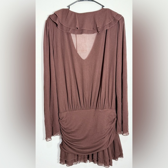Zara Brown Ruffled Dress - Picture 8 of 12